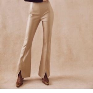 Free People Tan vegan flared leather pants